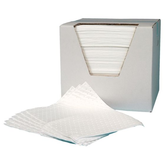 Absorbent pads - Double Weight - Absorbs Oils & Fuels While Repelling Water - Box of 200