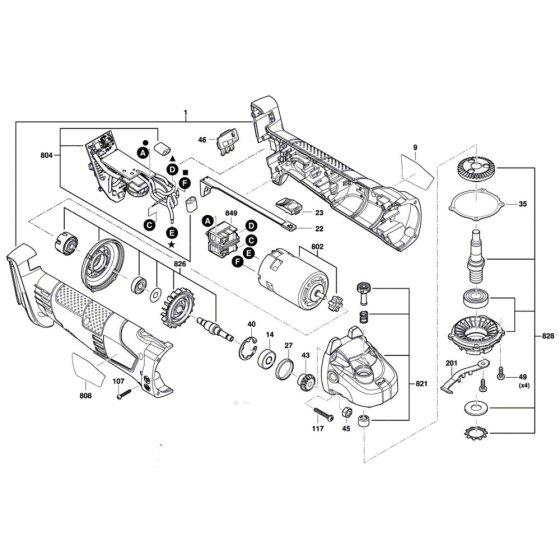 Angle Grinder Assembly for Bosch