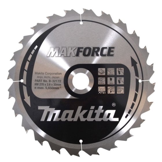Circular Saw Blade, Makforce T.C.T, 270 x 30 mm, 24 Teeth - OEM No. B-32172