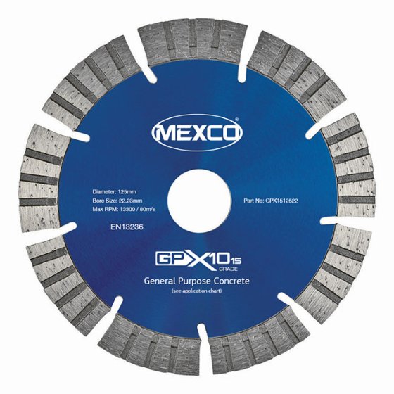 Mexco 125mm Concrete X10 Grade (15mm Diamond Blade Segment Height)