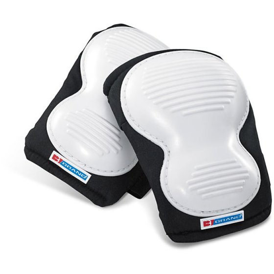 Deluxe Knee Pads Polyester Ridged Grip Velcro Adjustable Straps White/Black