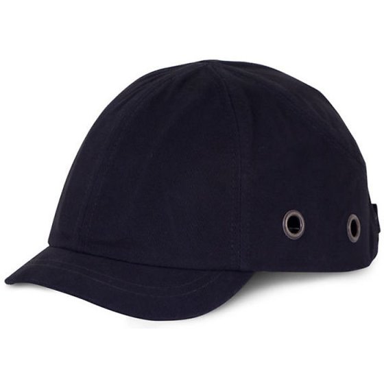 Safety Baseball Cap Short Peak fits Head 52cm-62cm Conforms to EN812 Black