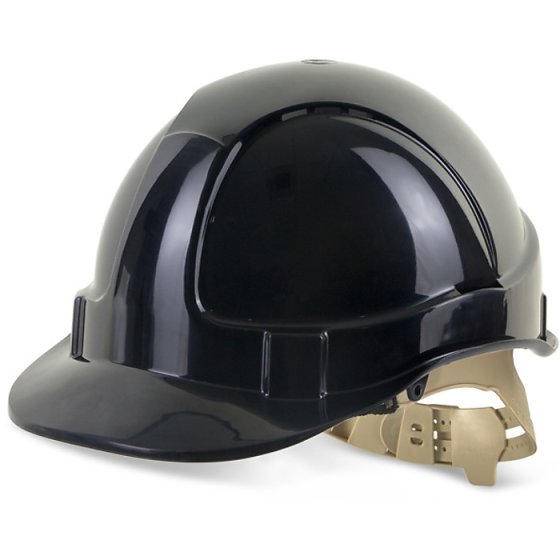 Vented Safety Helmet 6 Point Webbing Harness Slip Ratchet Headband Black