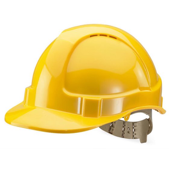 HI-Vis Safety Helmet Comfort Vented ABS Shell 6 Point Webbing EN397 Yellow