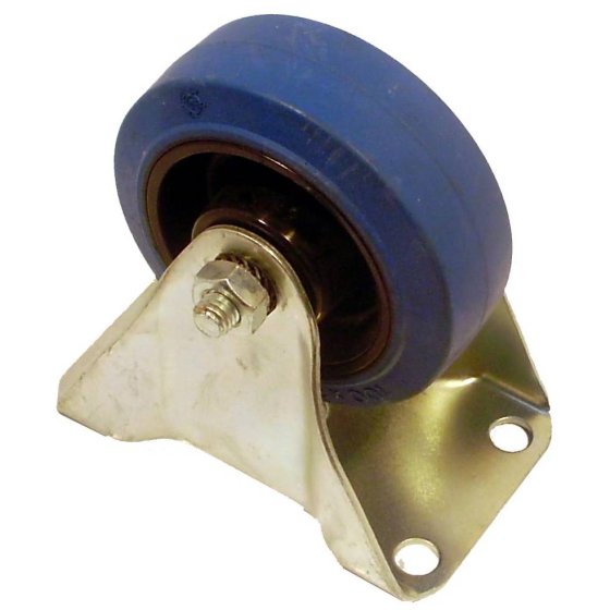 Rubber Fixed Castor Wheel 4" Blue for Workshop Use