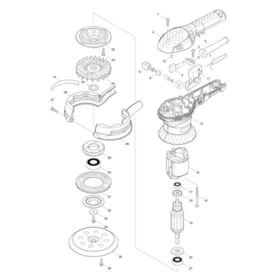 Makita BO5040 Sander Assembly