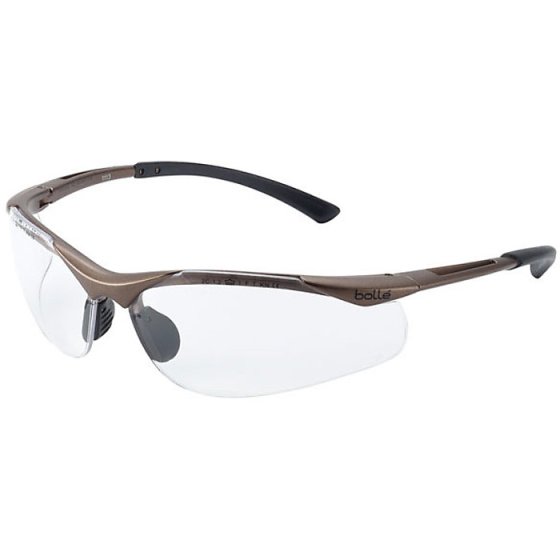 BOLLE Contour Safety Spectacles EN166- EN170 Non-Slip Bridge Platinum Clear