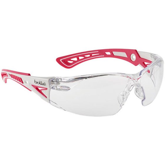 BOLLE Rush+ Safety Glasses Narrow Pink Frame with Platinum Lenses Clear S