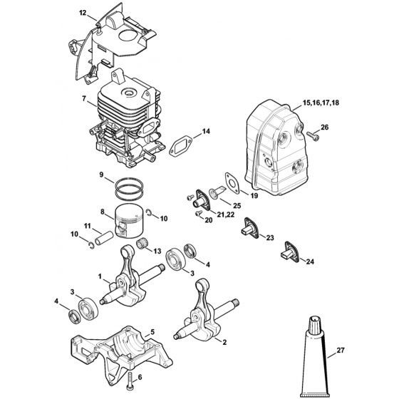 Crankshaft Cylinder Muffler