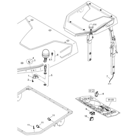 Roof Beacon Assembly for Bomag
