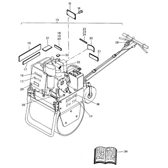 Decal Assembly for Bomag BW 75 E