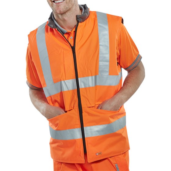 Hi-Vis Bodywarmer Revisable Poly/Cotton GO/RT 3279 Rail Certified Orange 6XL