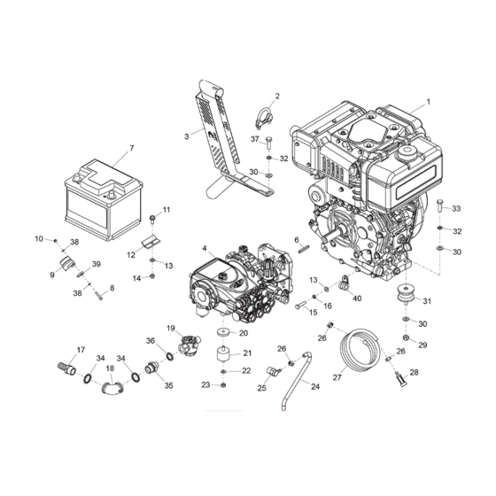 Engine, Gearbox & Pump Assembly