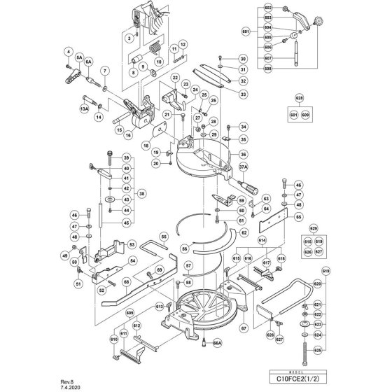 Hikoki C10FCE2 Miter Saw Assembly