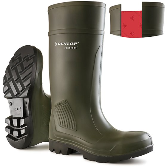 Full Safety Dunlop Purofort Wellington Boot Steel Toe Cap Green Size 04
