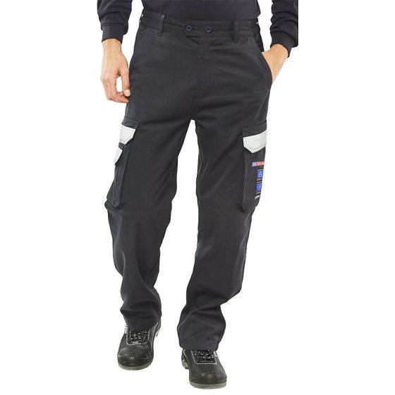 Arc Flash Trousers - Navy Blue Fire Retardant Anti Static Reg Leg Size 28