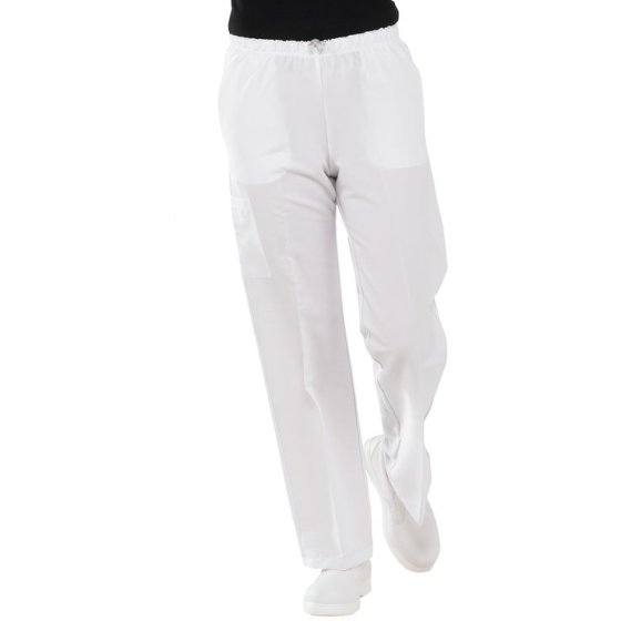 Domestic Trousers Microfibre Elasticated Waist Two Side Pocket White M