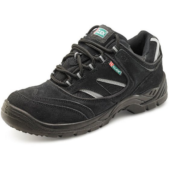 Trainer Shoe Dual Density PU Sole c/w Leather Upper Steel Toe Cap Blk Sz 09