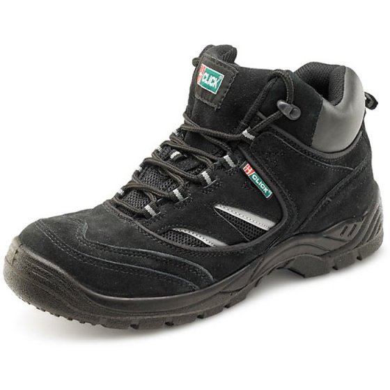 Click Trainer Boot Leather Upper Oil Resistant Steel Toe Cap Black Size 06