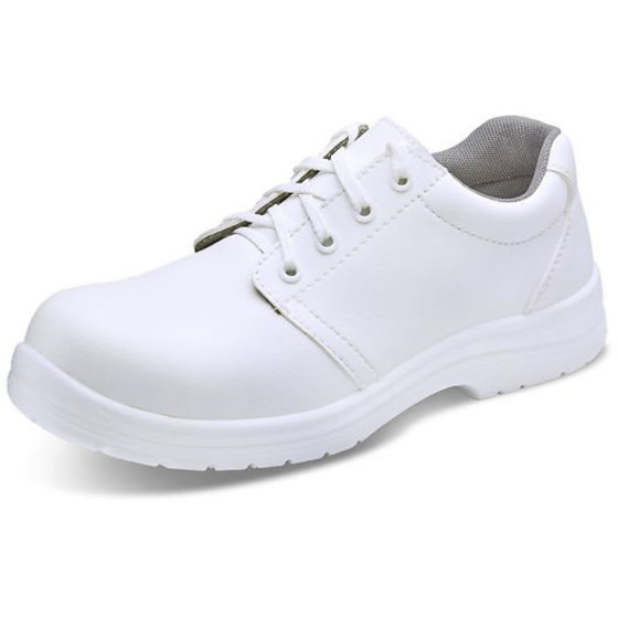 Micro-Fibre Tie Shoe S2 Water Resistant Upper Steel Toe Cap White Size 03
