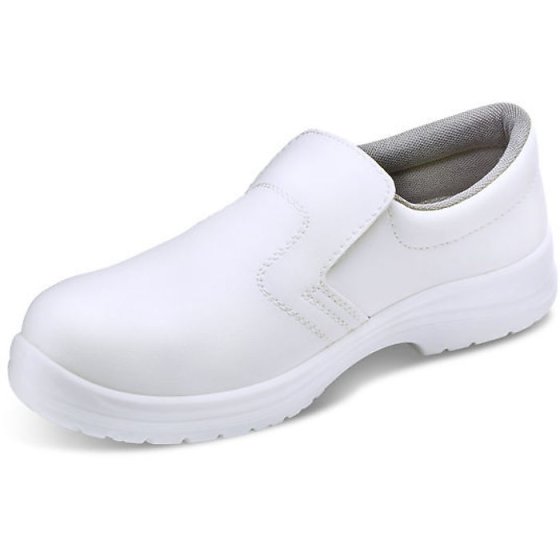 Micro-Fibre Slip On Shoe S2 Slip Resistant with Steel Toe Cap White Size 03