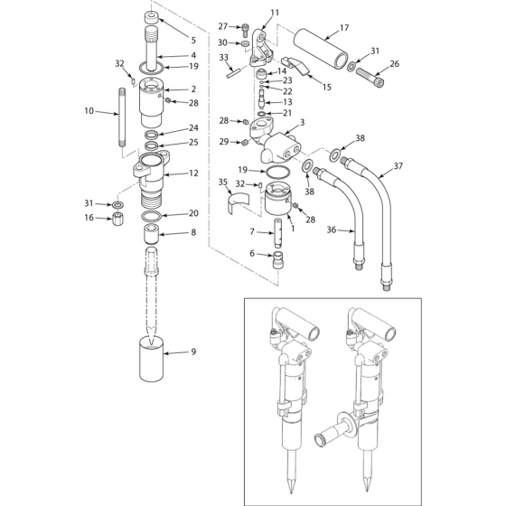 Belle Chipping Hammer Assembly