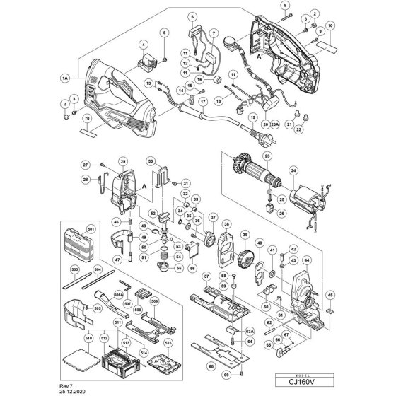 Hikoki CJ160V Jigsaw Assembly