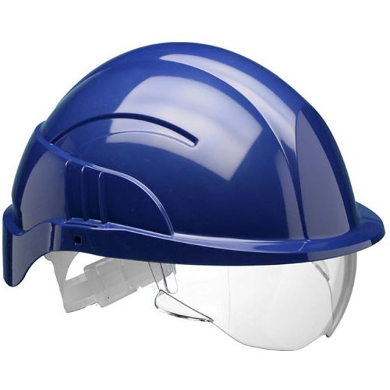 Vision Plus ABS Safety Helmet With Integrated Retractable Visor Blue