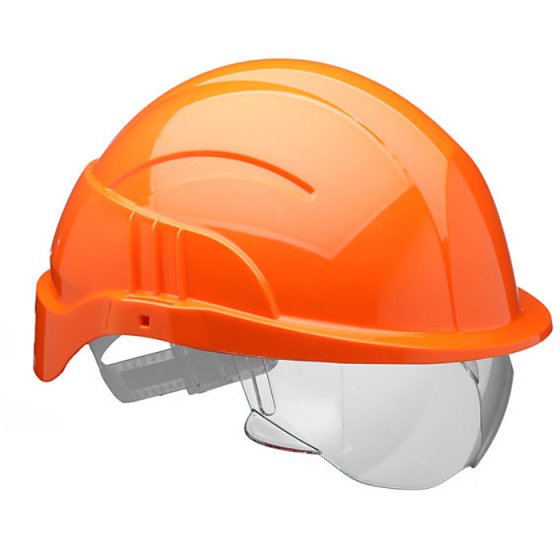 Vision Plus Safety Helmet Integrated Visor for Prescription eye-wear Orange