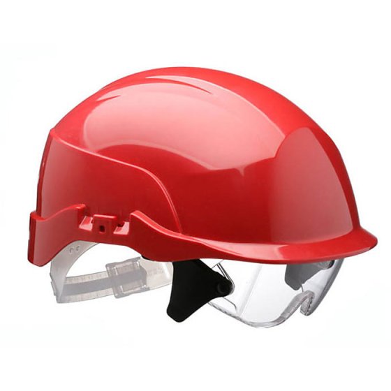 Spectrum ABS Safety Helmet c/w Integrated Retractable Over Spectacles Red