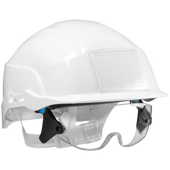 Spectrum ABS Safety Helmet c/w Integrated Retractable Over Spectacles White