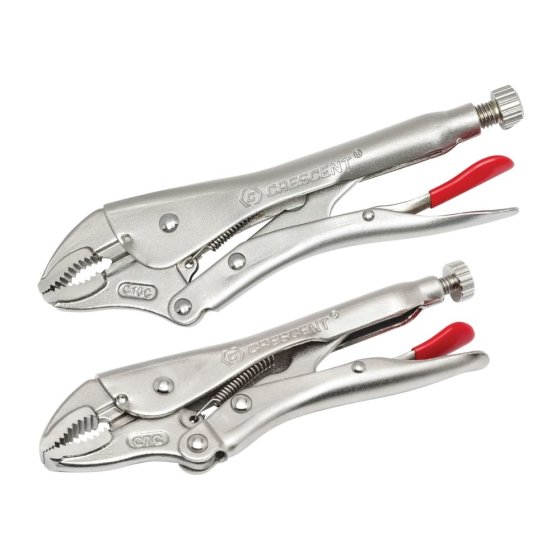 Curved Jaw Locking Pliers with Wire Cutter Set 2 Piece