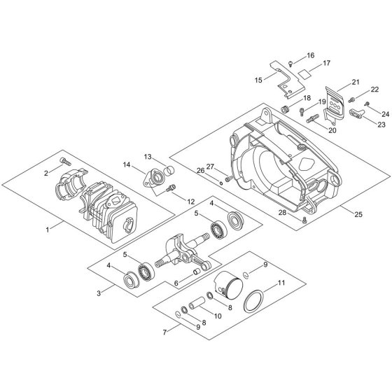 Cylinder, Crankcase, Piston