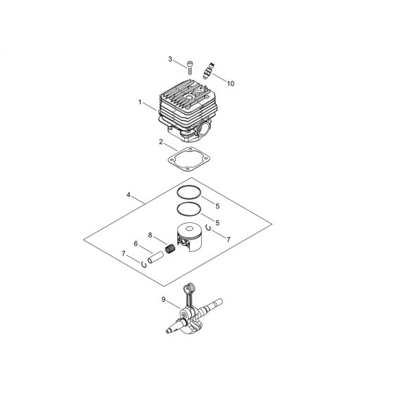 Cylinder, Piston, Crankshaft