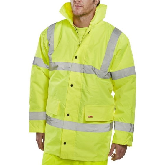 Constructor Traffic Jacket Class 3 Hi-Vis PU Coated & Quilted Lining Sy 6XL