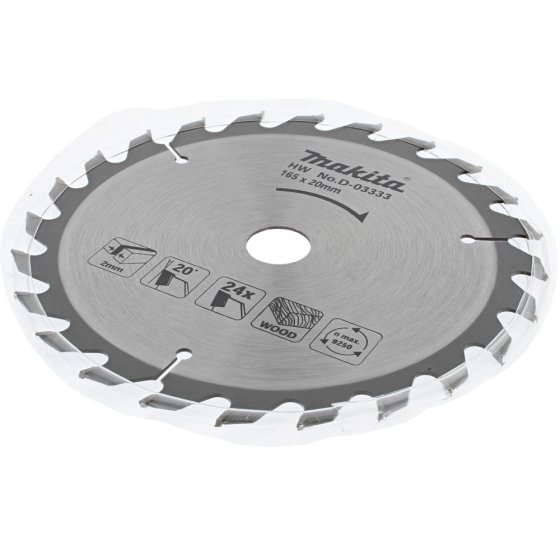 Makita TCT Saw Blade 165mm x 20mm, 24 T - OEM No. D-03333