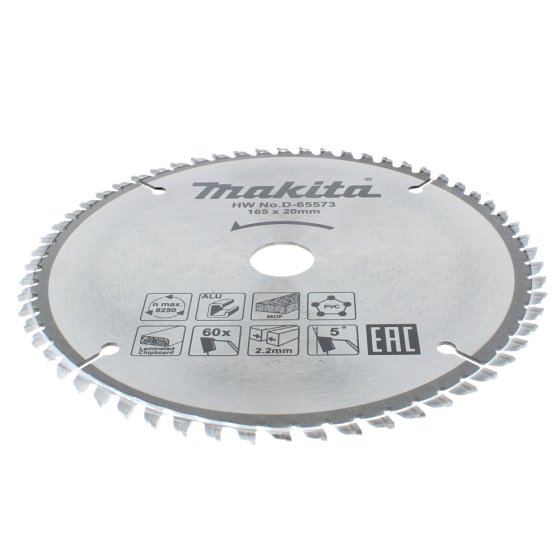 TCT Saw Blade (MP) 165mm x 60 Teeth, Max 9540RPM Speed for Makita Circular Saw - D-65573