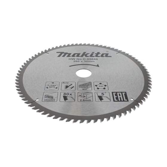 Makita Multi-Purpose TCT Blade 260 x 30mm 80T - D-65648