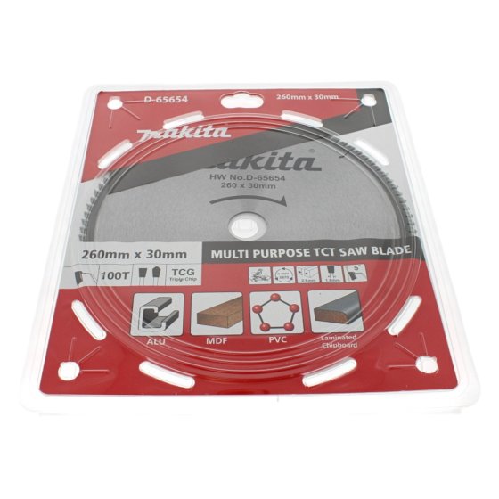 Makita Multi-Purpose Circular Saw Blade T.C.T. 260mm x 30mm - OEM No. D-65654