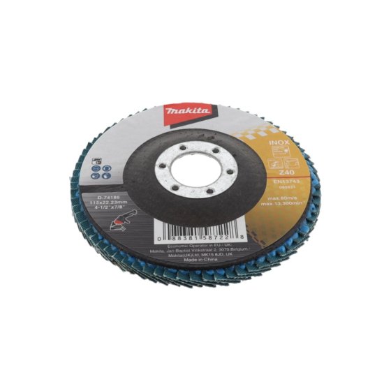 Flap Disc 115mm Z40 Grit Flat For Makita VC4210M Dust Extractor - OEM No. D-74186