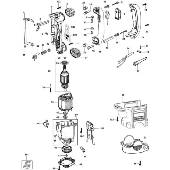 Main Assembly for DeWalt D25840K