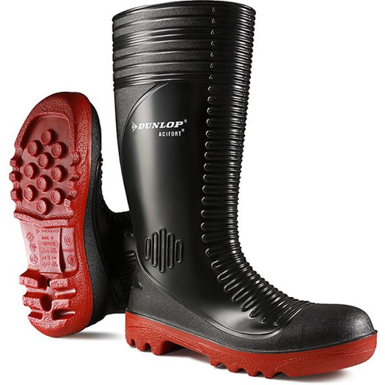 Acifort Ribbed Wellington Boot Full Safety Toecap Protection Black Size 10
