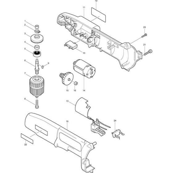 Makita DA312D Drill Assembly
