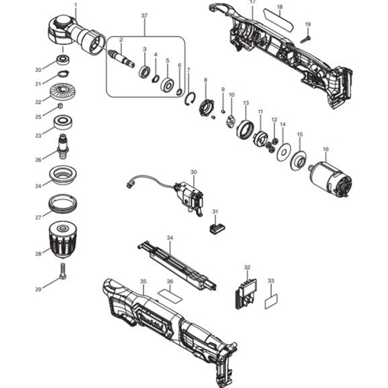 Main Assembly for Makita DA333DWAE