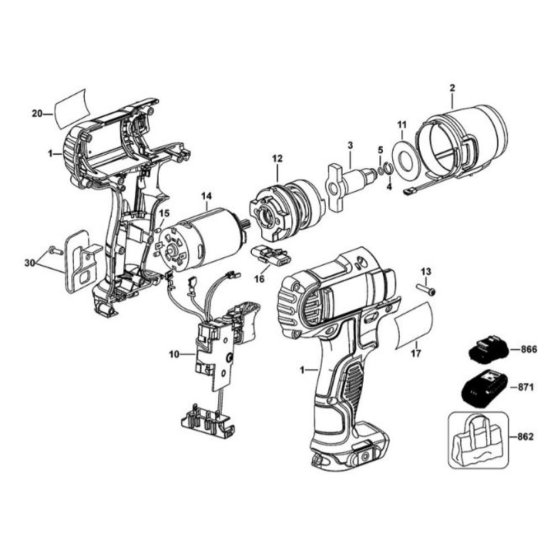 Main Assembly for DeWalt DCF813