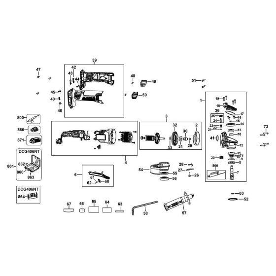 Main Assembly for DeWalt DCG406