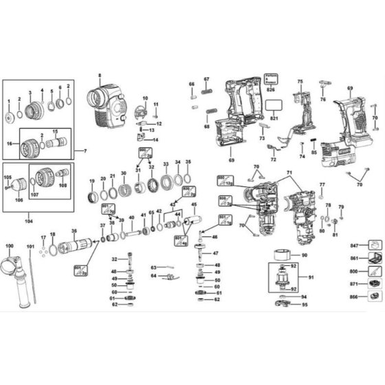 Main Assembly for DeWalt DCH254