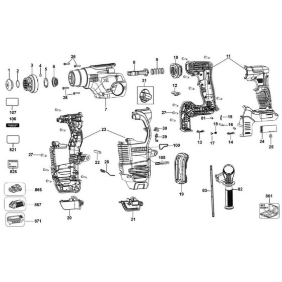 Main Assembly for DeWalt DCH293
