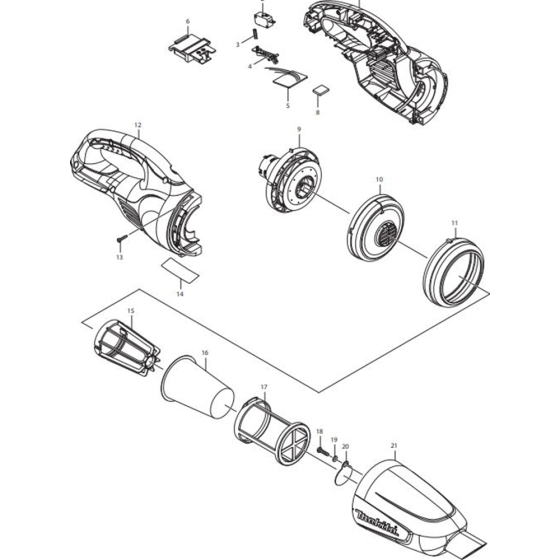 Makita DCL180ZB Main Assembly