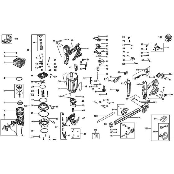 Main Assembly for DeWalt Nailer